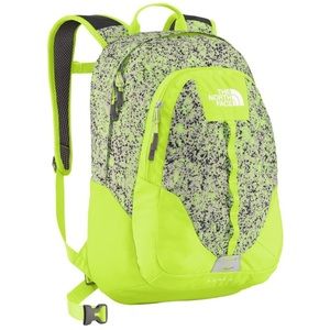 The North Face Vault Backpack in Neon Yellow & Black / White dots